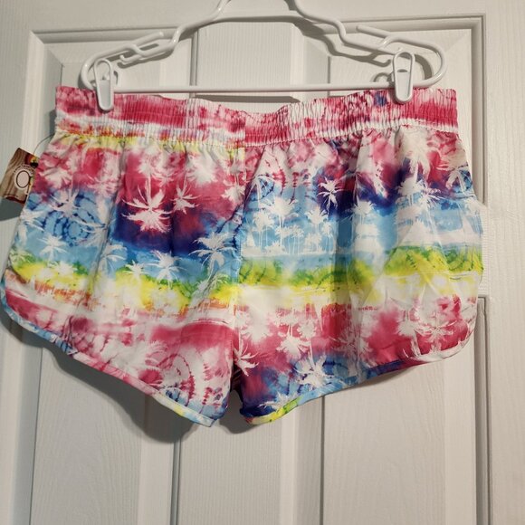 OP Brand Rainbow and Palm Tree Swim Short Cover-up NWT XL - Picture 2 of 4